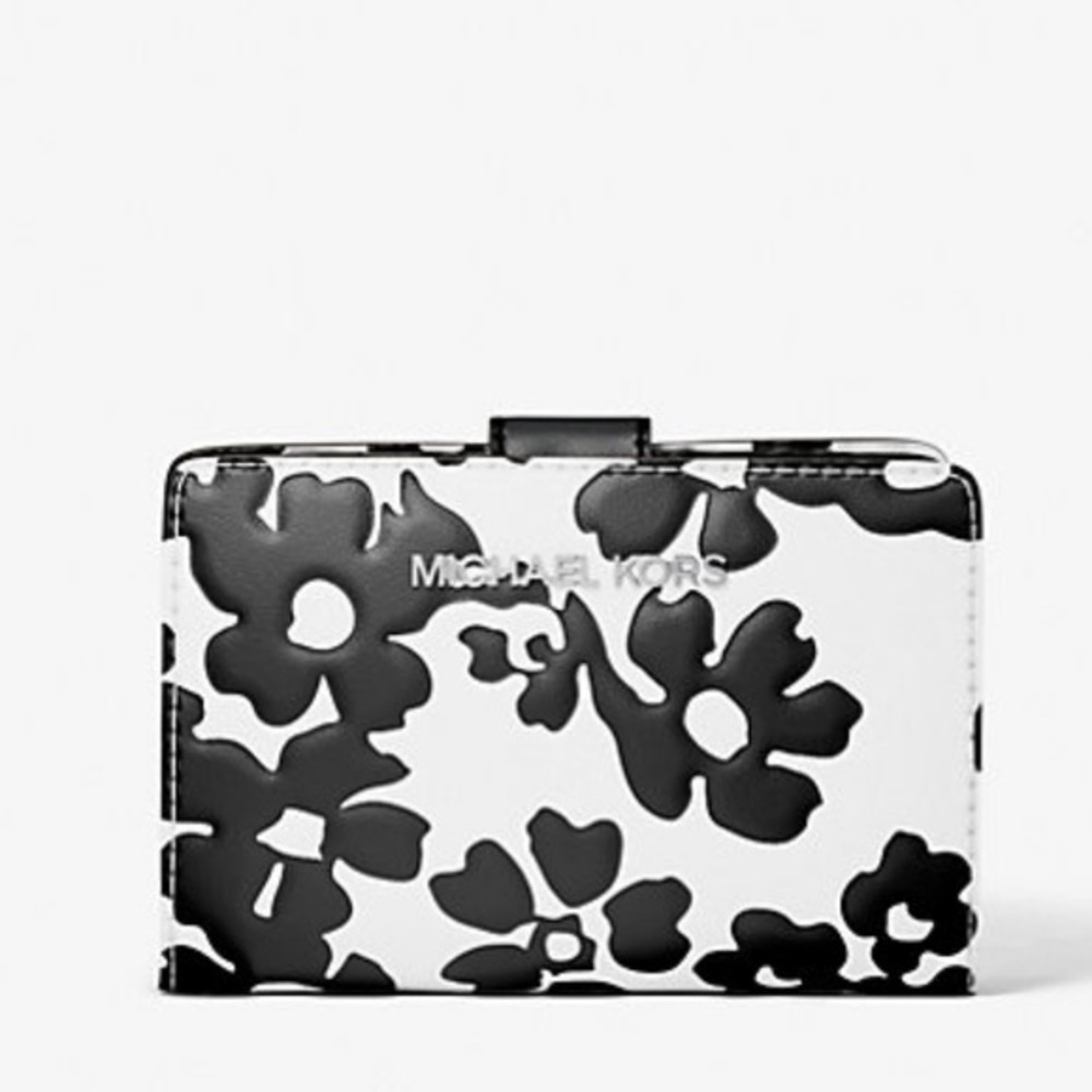 Michael Kors Jet Set Medium Floral Print Bi-Fold Wallet - Picture 2 of 12